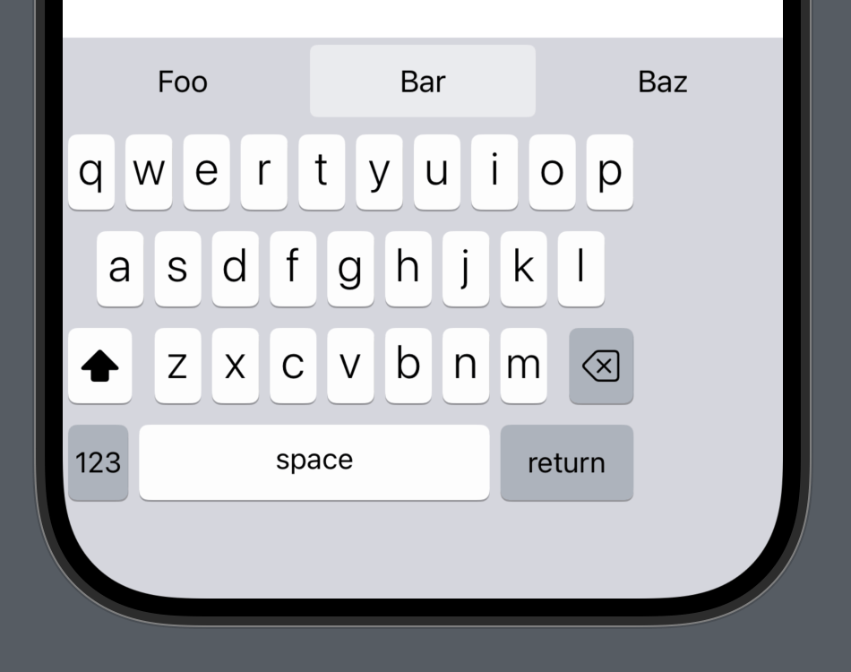 A screenshot of a docked KeyboardView