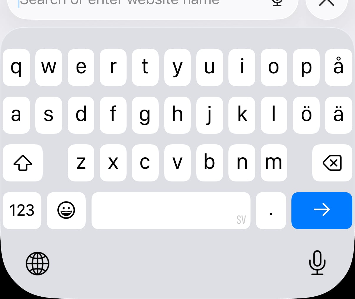 A native Swedish keyboard in iOS26 A screenshot of a native Swedish keyboard in iOS26