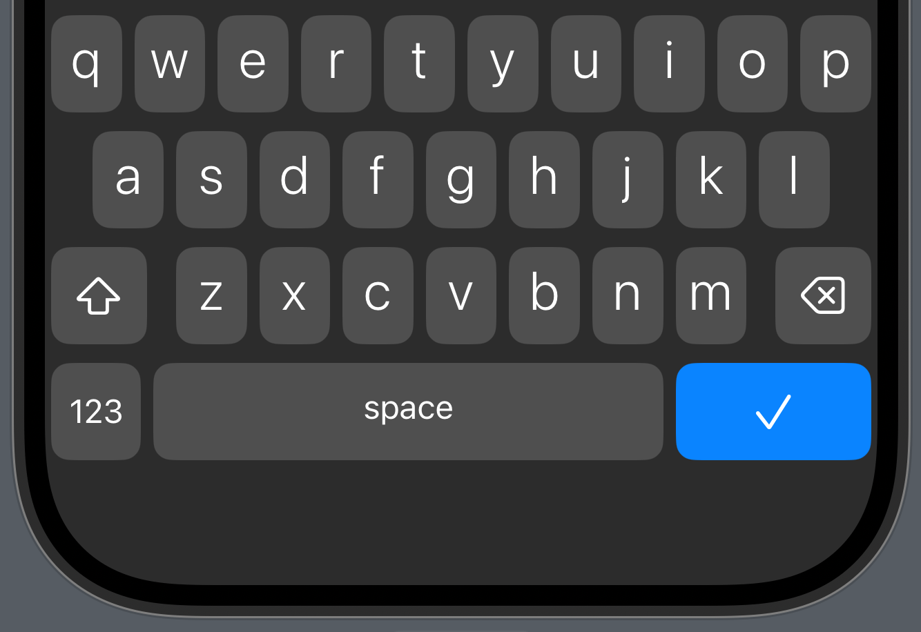 A screenshot of a KeyboardKit keyboard where the design is adjusted for Liquid Glass