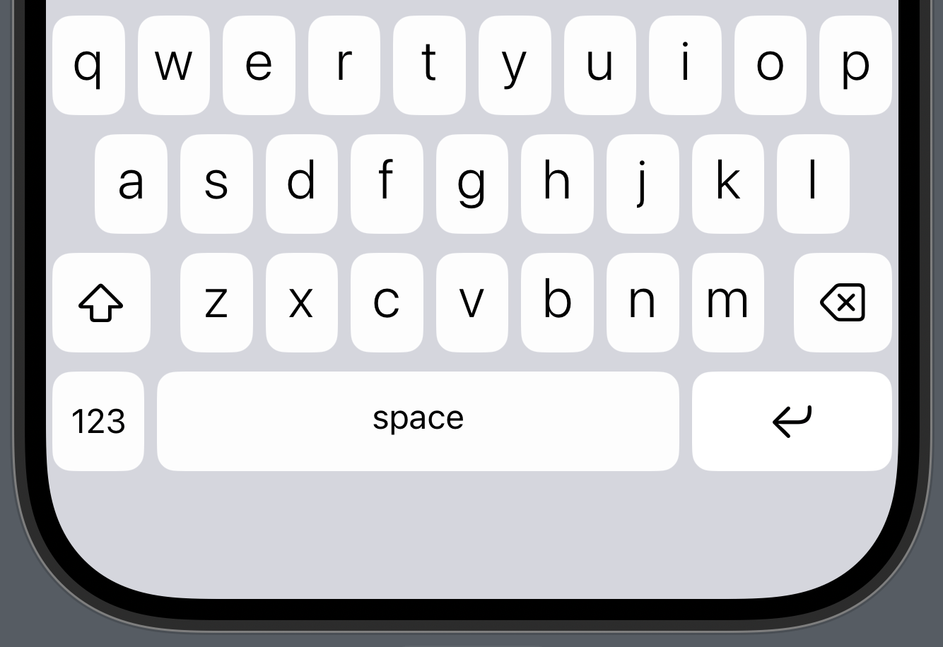 A screenshot of a KeyboardKit keyboard where the design is adjusted for Liquid Glass